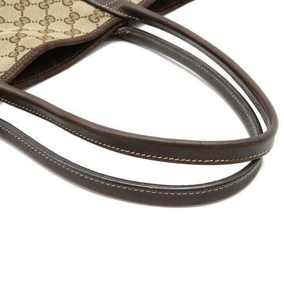 GUCCI Gucci GG Canvas Princely Line Ribbon Tote Bag Shoulder Leather Khaki Be... - Picture 4 of 8